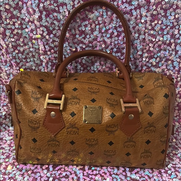 MCM Brown Monogram Leather Handbag